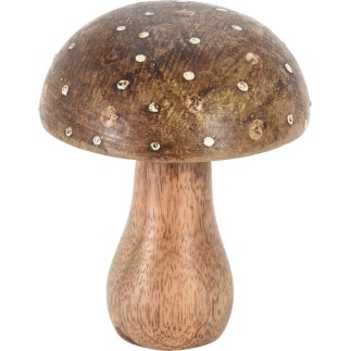 Svamp Grön Brun Beige Dekoration Trä 9x15 cm