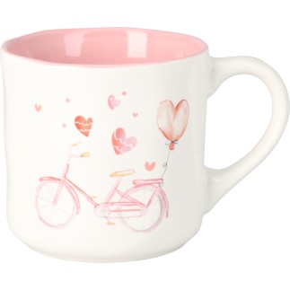 Mugg Rosa Cykel Bil Moped Hjärtan