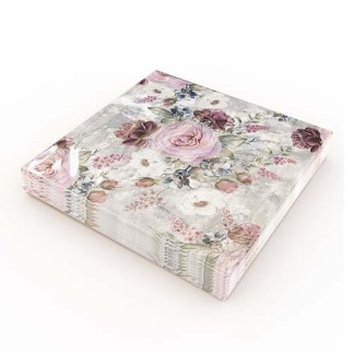 Servetter Skir rosbukett 33x33cm 20-pack