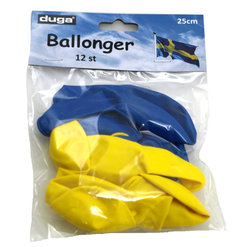 Ballonger Gul Blå 12-pack 25 cm student Ballonger Gul Blå 12-pack 25 cm student