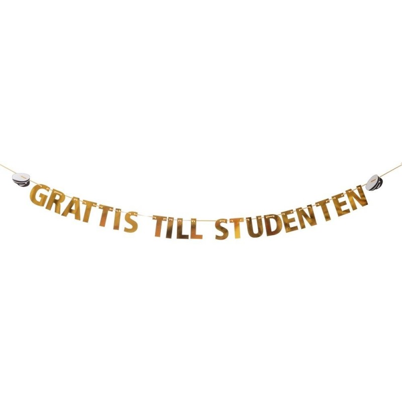 Vimpel Girlang Banér Student Guld 12 cm Vimpel Girlang Banér Student Guld 12 cm