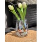 Lykta Glas Mönstrad Brun/Vit 15 cm Lykta Glas Mönstrad Brun/Vit 15 cm