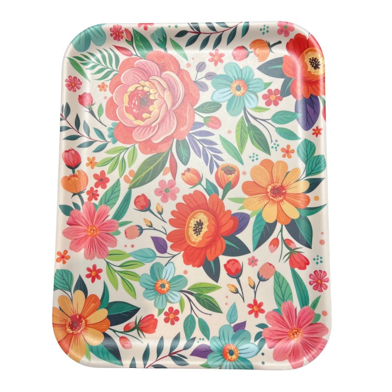 Bricka Blommor Melamin 37x29 cm