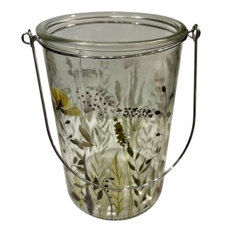 Ljushållare Lykta Blommor Fjäril Glas 15 cm