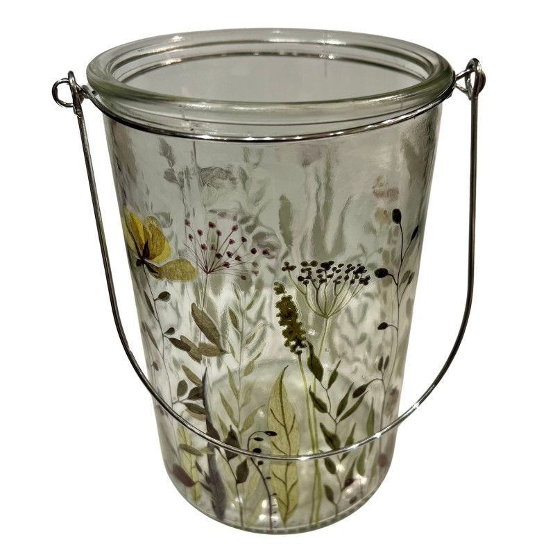 Ljushållare Lykta Blommor Fjäril Glas 15 cm Ljushållare Lykta Blommor Fjäril Glas 15 cm
