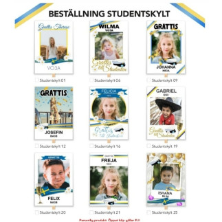 Studentskylt 50x70cm FLAGGA NR 20