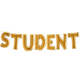 Studentpaket Dekoration Vit/Guld Ballong Band Ram Löpare Konfetti Student