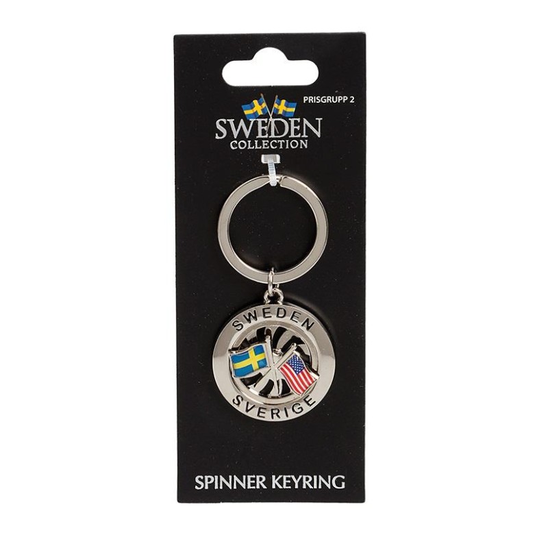 Nyckelring Souvenir Spinner Flagga Sverige USA Nyckelring Souvenir Spinner Flagga Sverige USA