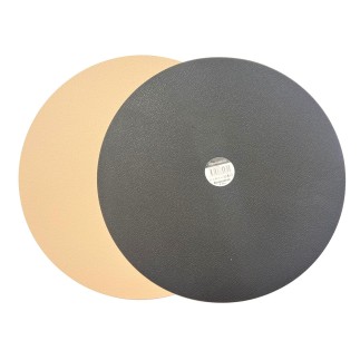 Underlägg Runt Läderlook Beige/Svart