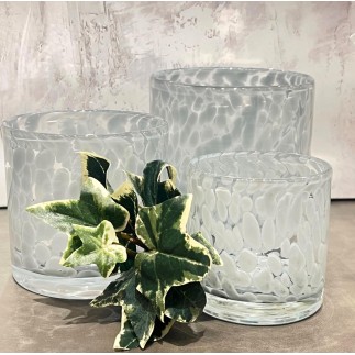 Ljushållare Grå Mönstrad Glas 8x8 cm