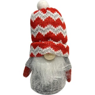 Tomte Luva Röd/Grå zickzack 13 cm