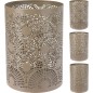 Ljushållare Bågar Ringar Mönstrad Metall Taupe 18 cm Ljushållare Bågar Ringar Mönstrad Metall Taupe 18 cm